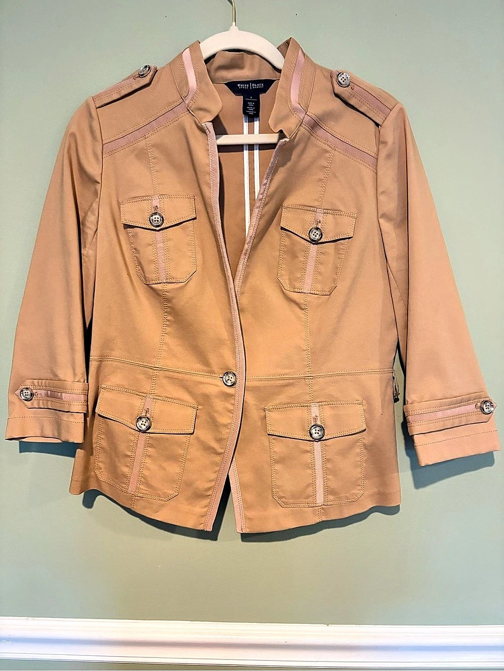 White House Black Market Tan Safari Jacket Size 6